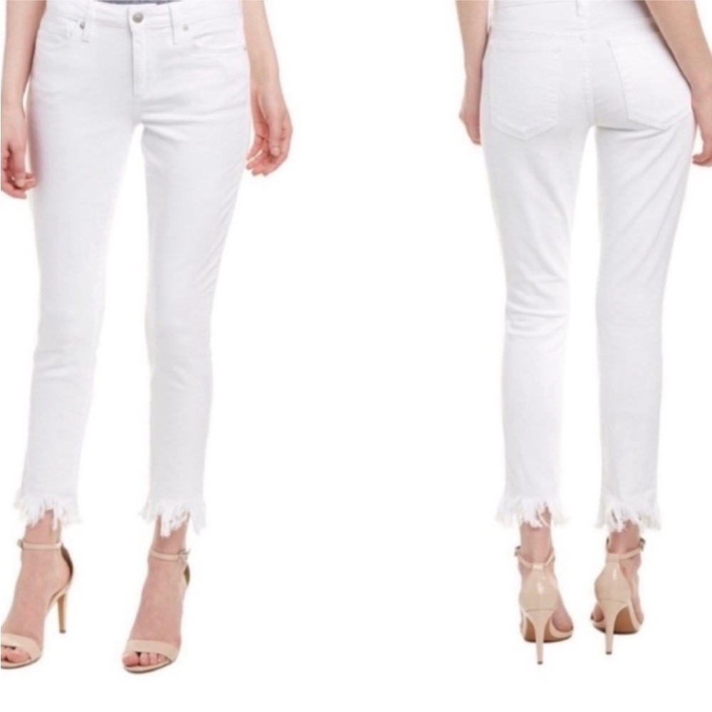 Joes Jeans White Fringe Bottom High Rise Straight Crop